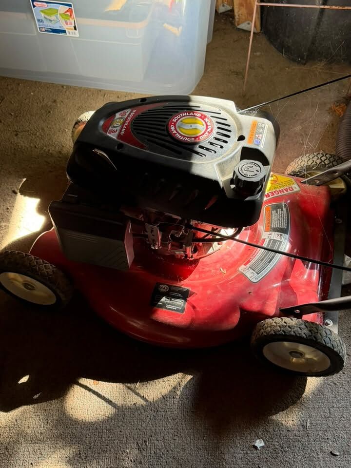 Red push lawn mower